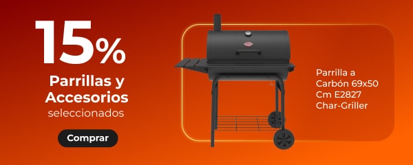 15% en parrillas y accesorios seleccionados.